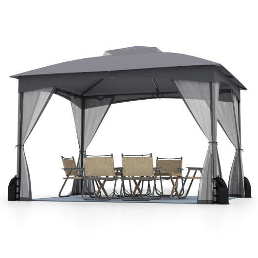 10 X 12 FT Patio Gazebo with Netting Walls with 4 Sandbags-Khaki
