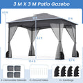 10 X 12 FT Patio Gazebo with Netting Walls with 4 Sandbags-Khaki