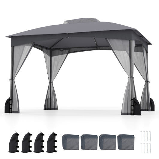 10 X 12 FT Patio Gazebo with Netting Walls with 4 Sandbags-Khaki
