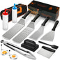 Griddle Accessories Kit, Flat Top Grill Accessories Set Grill Spatula Set with Enlarged Spatulas,Scraper for Outdoor Barbecue