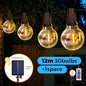 Solar String Lights Outdoor G40 Patio Lights,USB Recharger, 8Light Mode ,Shatterproof Bulbs , Weatherproof Hanging Light