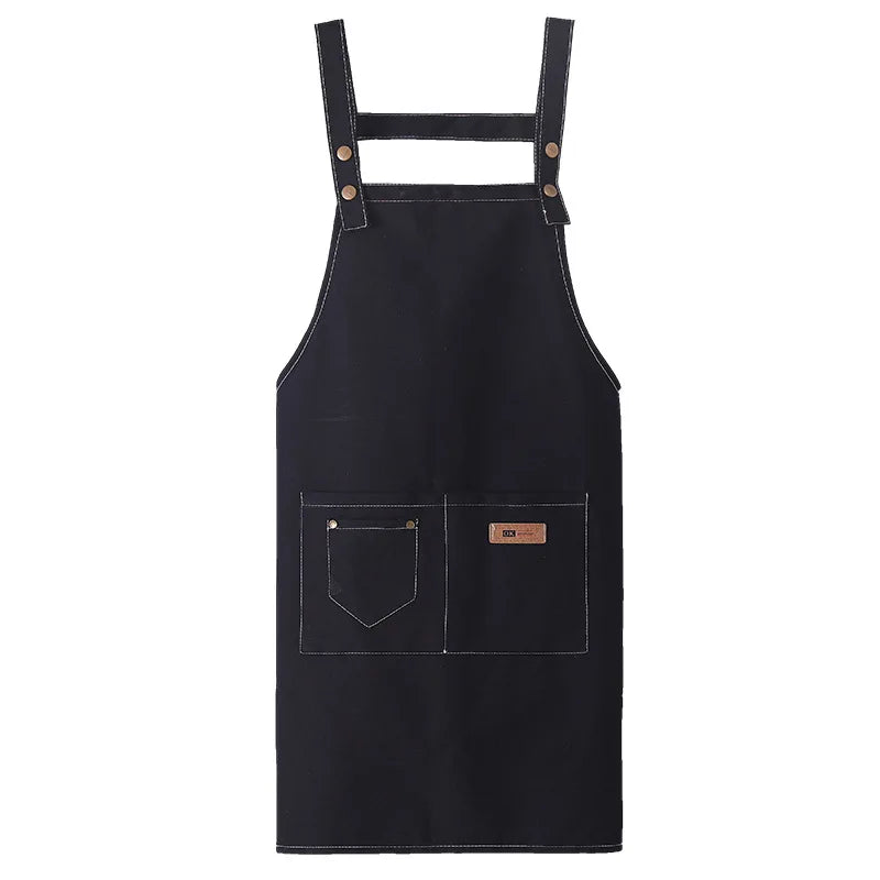 Denim Apron for Men and Women Home Kitchen Apron Sleeveless Apron Shoulder Straps H-shaped Canvas Apron