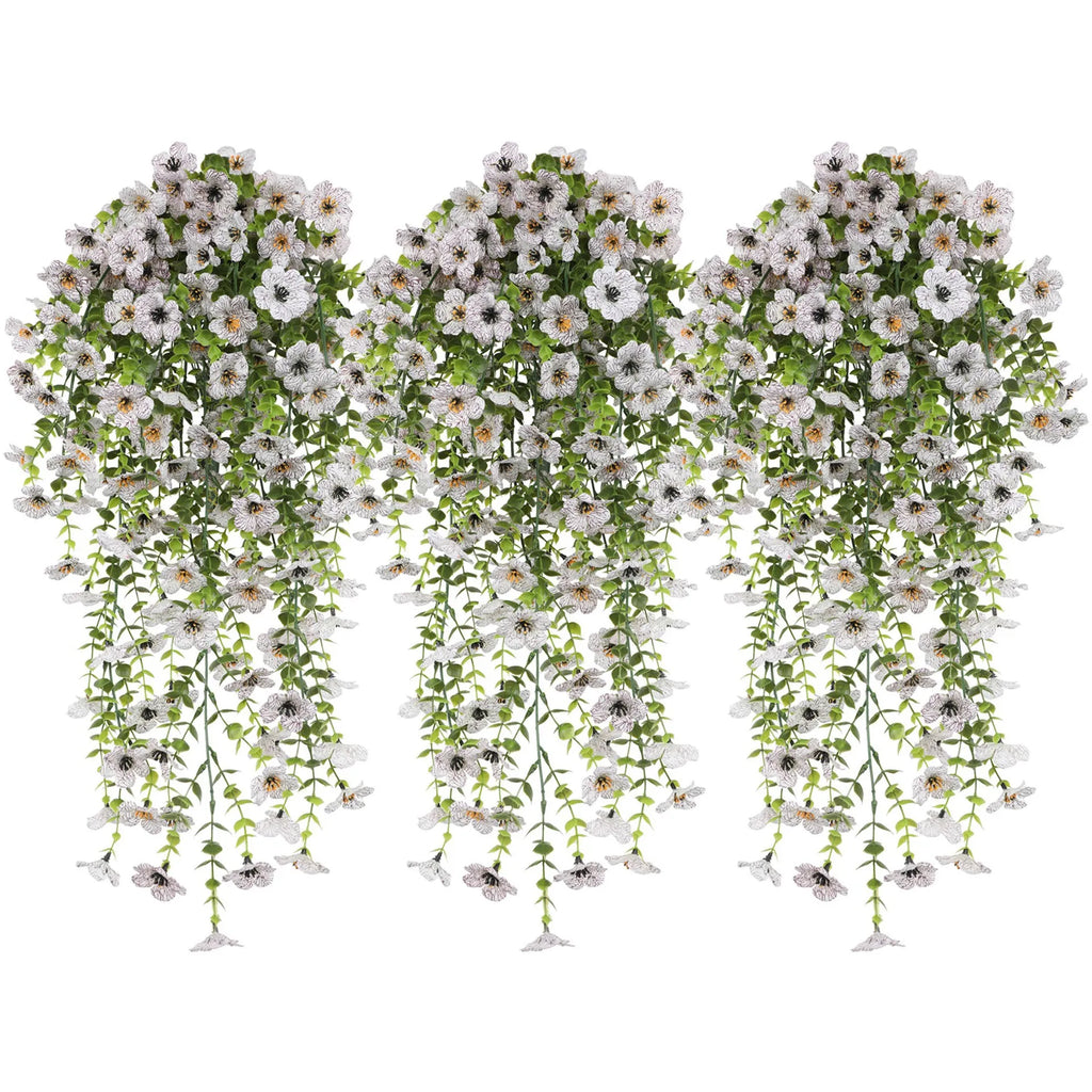 Artificial Hanging Flowers for Outdoors, Hanging Plant UV Resistant No Fade Faux Flower for Front Door Porch Patio Yard Garden