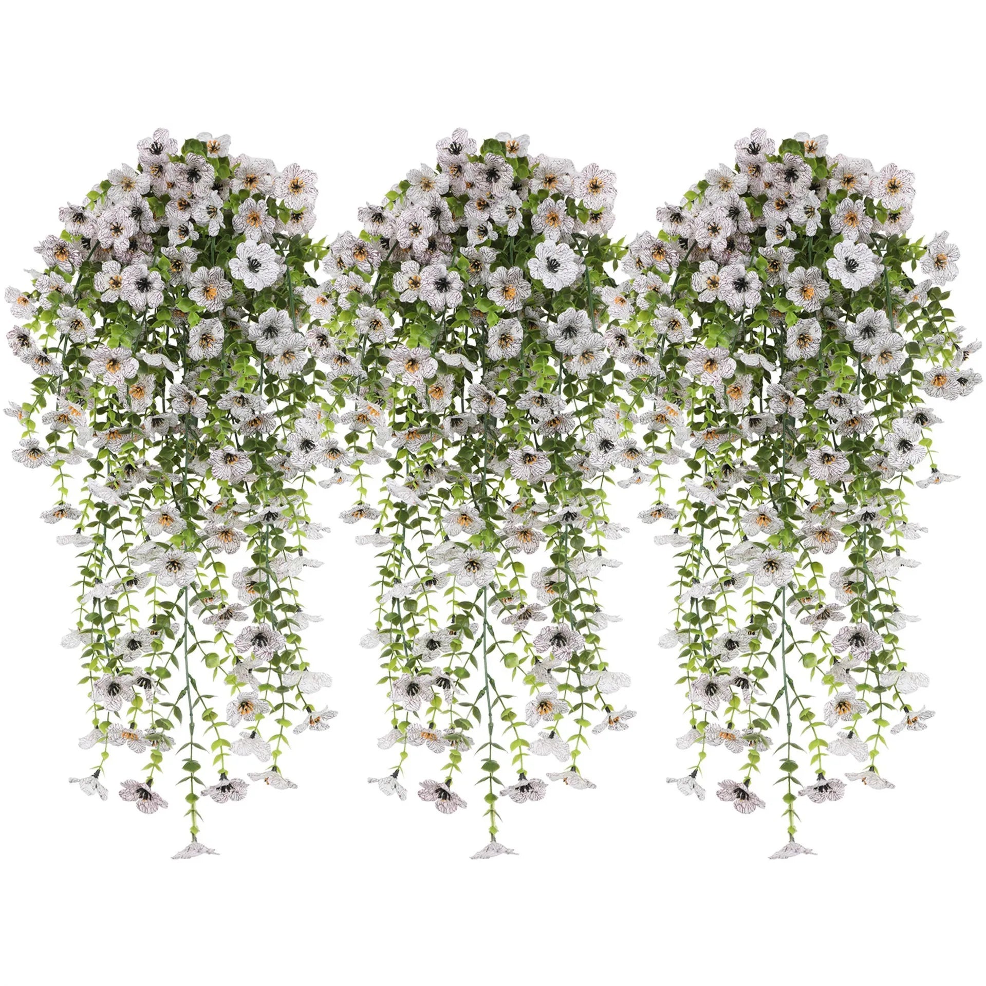 Artificial Hanging Flowers for Outdoors, Hanging Plant UV Resistant No Fade Faux Flower for Front Door Porch Patio Yard Garden