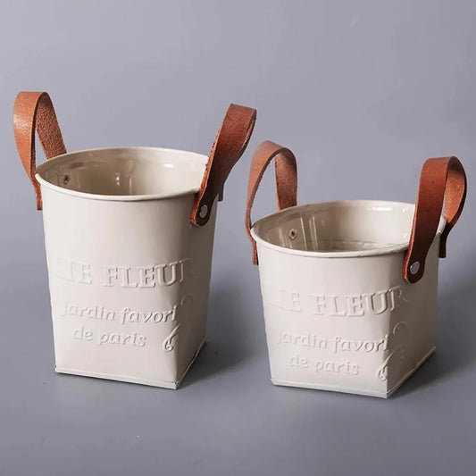 Barrels Garden Decoration Tin Flower Pots Basket Vintage Artificial Pastoral Style Metal Vases Craft for Storage Home Decor
