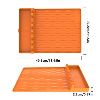 Silicone BBQ Mat for Side Burner Rack Kitchen Utensil Storage Holder Outdoor Grill Countertop Silicone Pad with Drip Tray