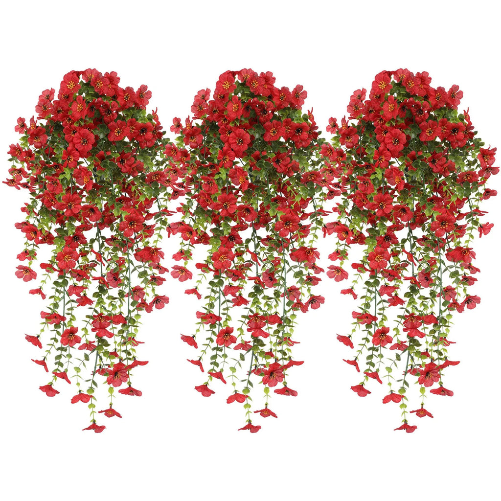 Artificial Hanging Flowers for Outdoors, Hanging Plant UV Resistant No Fade Faux Flower for Front Door Porch Patio Yard Garden