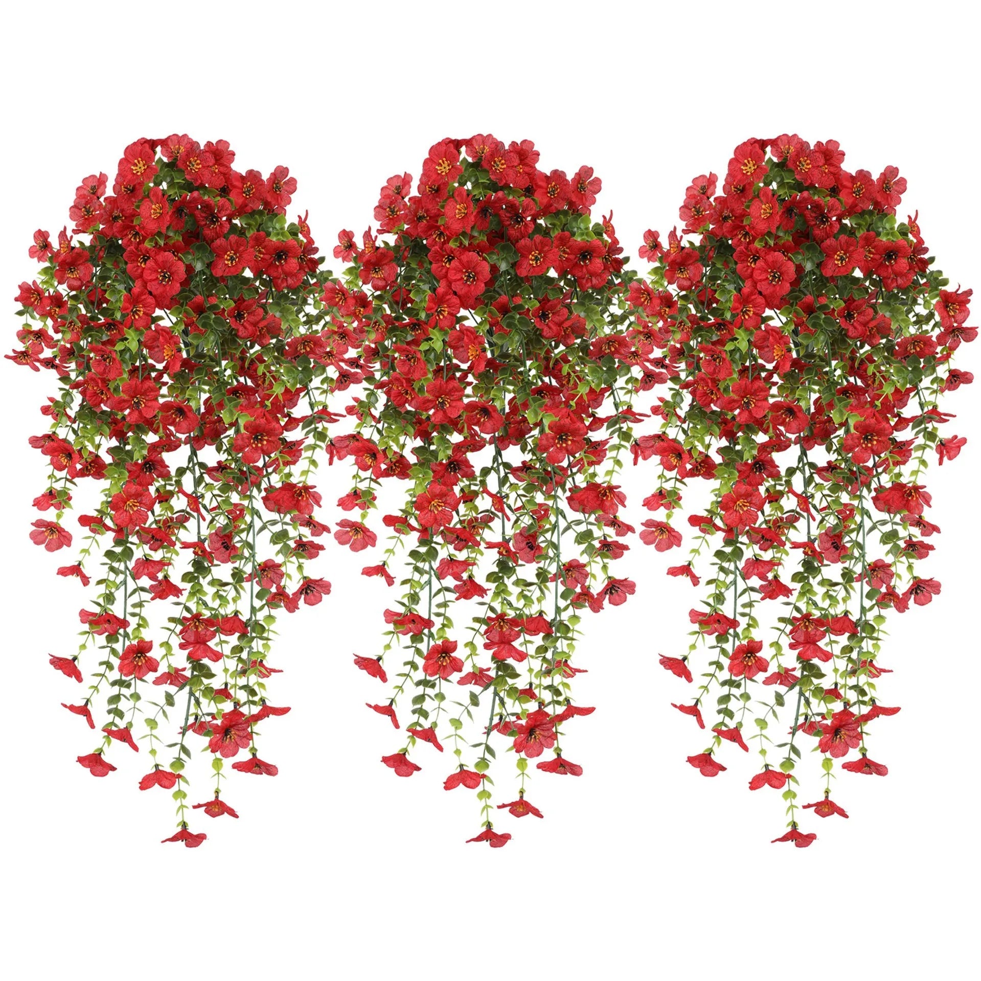 Artificial Hanging Flowers for Outdoors, Hanging Plant UV Resistant No Fade Faux Flower for Front Door Porch Patio Yard Garden