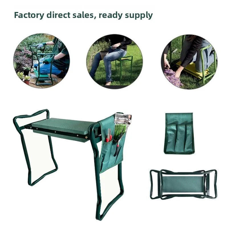 Garden Kneeler Thicken Seat Pad Portable Folding Kneeling Stool Oxford Storage Bag Indoor Outdoor For Gardening Vegetables Pick