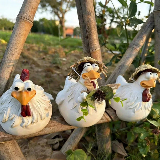 Funny Rooster Yard Decor, Vintage American Country Style Gag Gift Ornament, Outdoor Fence & Lawn Art Decorative Sculpture