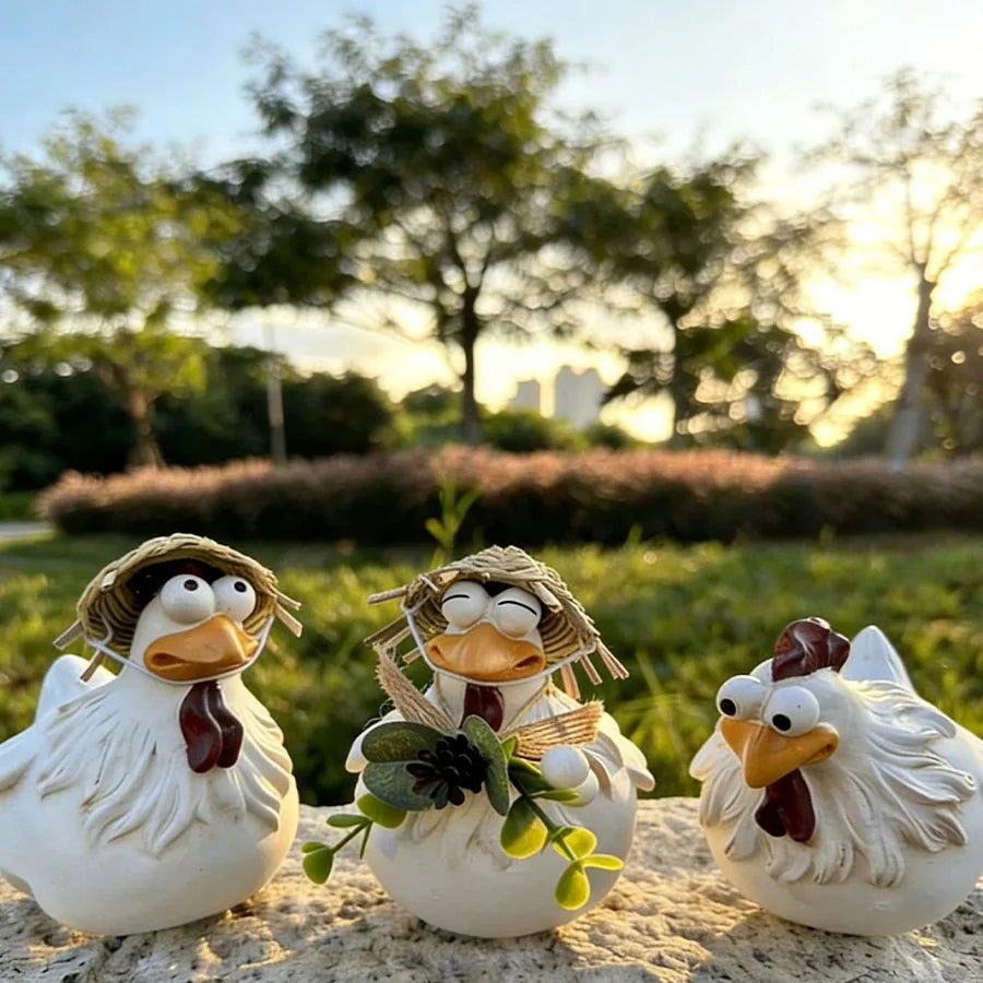 Funny Rooster Yard Decor, Vintage American Country Style Gag Gift Ornament, Outdoor Fence & Lawn Art Decorative Sculpture