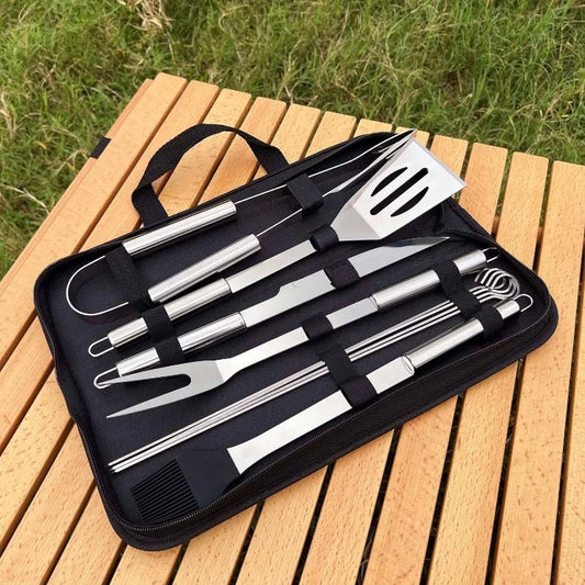 Grill Utensils Set Stainless Barbeque Grill Accessories -Spatula/Tongs/Fork w/Insulated Glove, Grilling Tools for Outdoor Grill