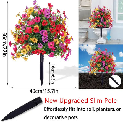 Artificial Flowers for Outdoor Indoor Garden Home Decoration Faux Daisy with Eucalyptus Leaves Fake Plants Greenery Porch Patio