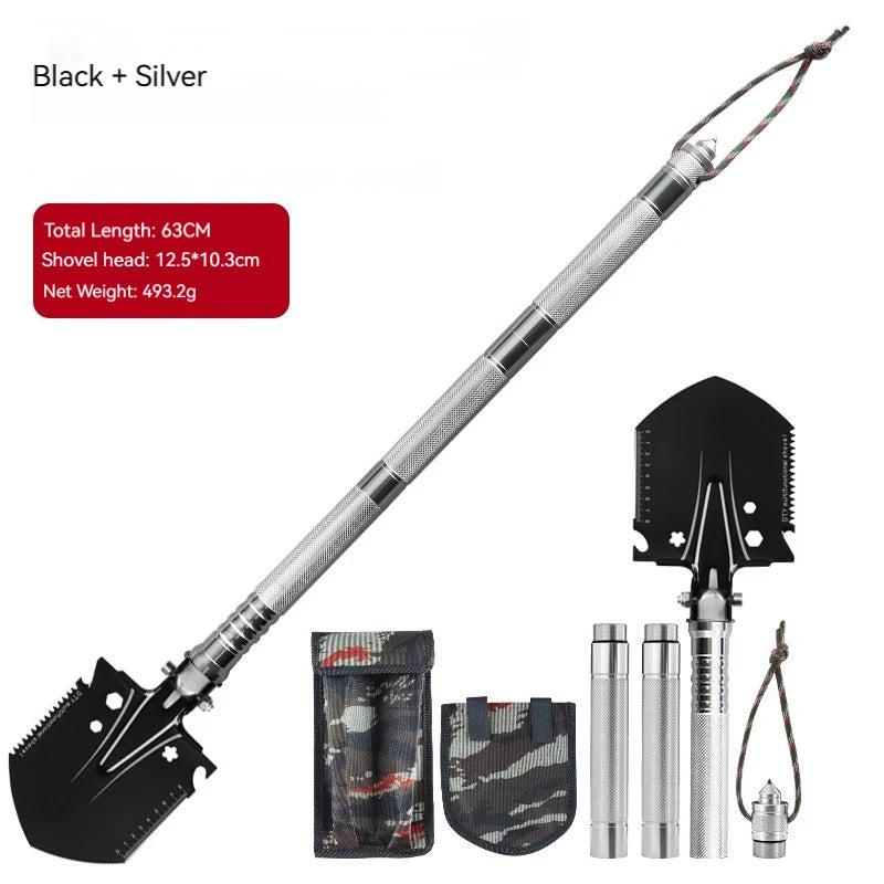 tactical shovel, survival spade, folding shovel, camping tool, emergency shovel, multifunction outdoor gear shovel,