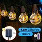 Solar String Lights Outdoor G40 Patio Lights,USB Recharger, 8Light Mode ,Shatterproof Bulbs , Weatherproof Hanging Light