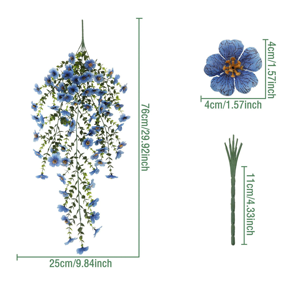 Artificial Hanging Flowers for Outdoors, Hanging Plant UV Resistant No Fade Faux Flower for Front Door Porch Patio Yard Garden