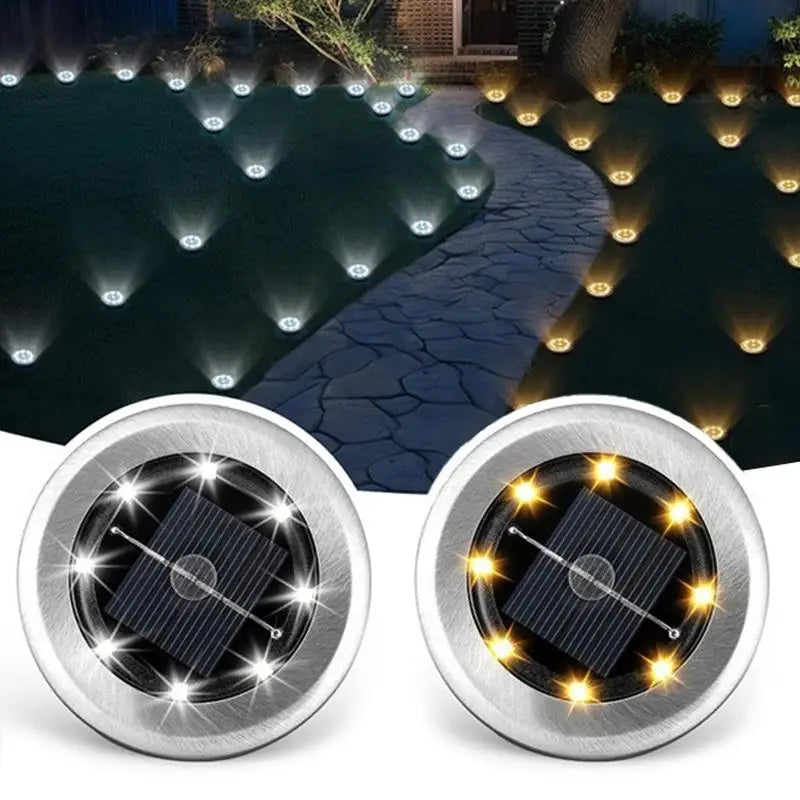 Lawn Lights 8LED Solar Outdoor Garden Waterproof Decorative For Path Park Way Yard Floor Under Ground Spot Lamp Highlight