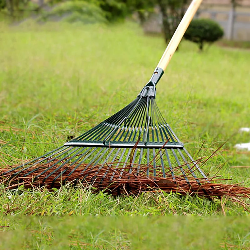 1Pc Durable 22-Tooth Garden Rake for Gardeners Grass Farming Rake Garden Leaf Rake Iron Potting Landscapers Reliable Tools