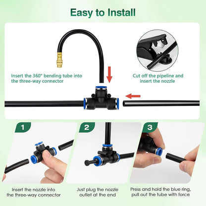 Patio Misting Cooling System for Garden Plant, Fogging Watering Irrigation, DIY, Free Bending, Universal Sprayer Kit, 5M-30M