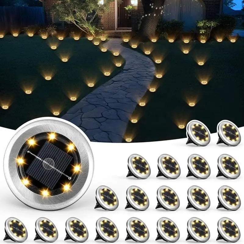 Lawn Lights 8LED Solar Outdoor Garden Waterproof Decorative For Path Park Way Yard Floor Under Ground Spot Lamp Highlight