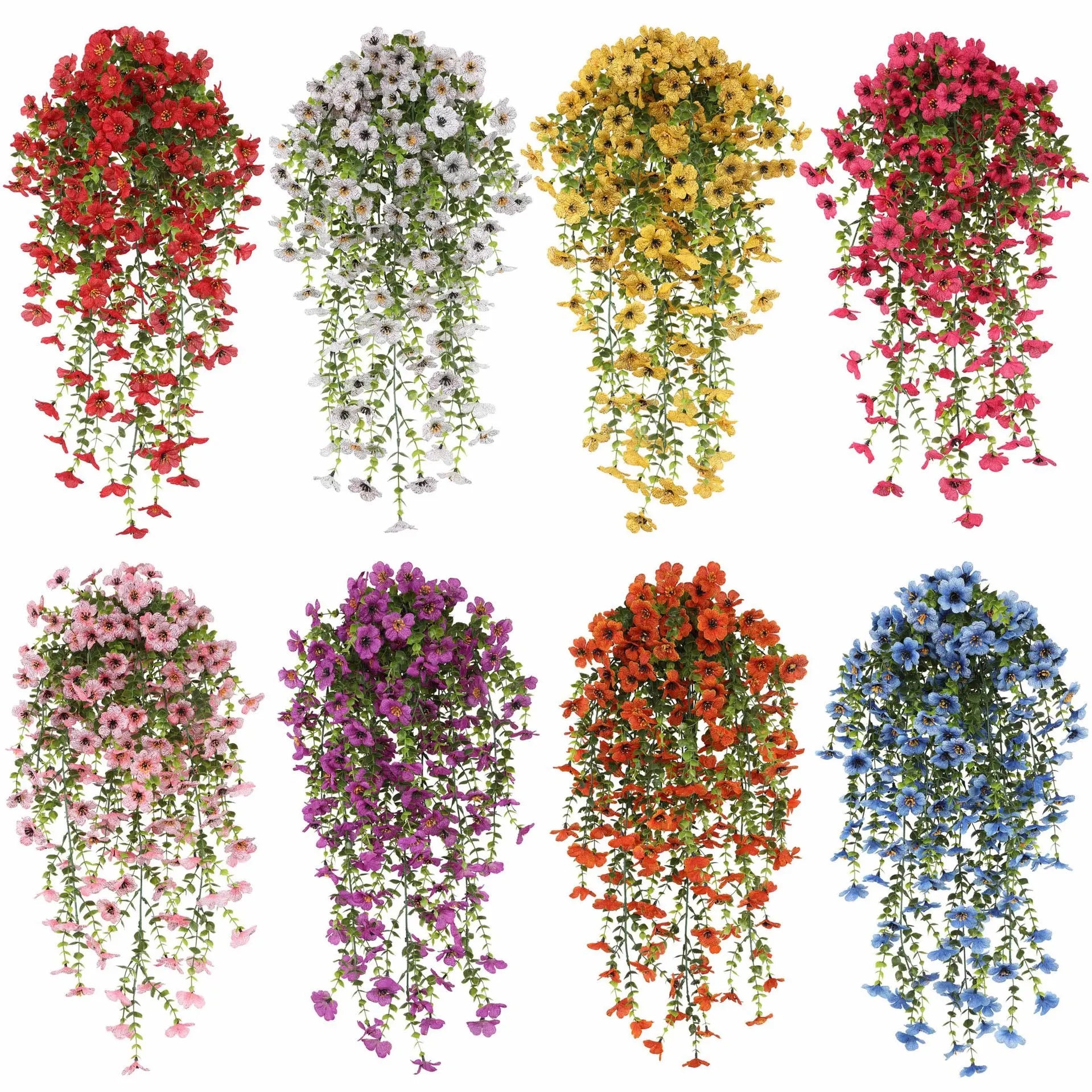 Artificial Hanging Flowers for Outdoors, Hanging Plant UV Resistant No Fade Faux Flower for Front Door Porch Patio Yard Garden