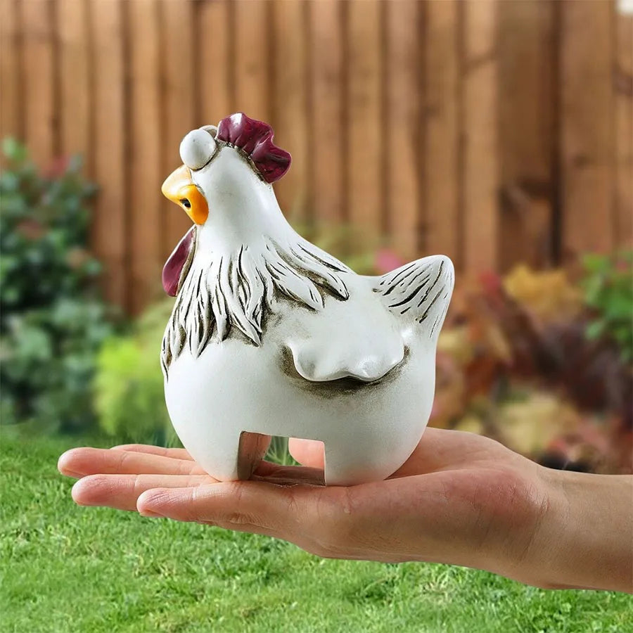 Funny Rooster Yard Decor, Vintage American Country Style Gag Gift Ornament, Outdoor Fence & Lawn Art Decorative Sculpture
