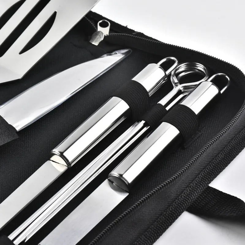 Grill Utensils Set Stainless Barbeque Grill Accessories -Spatula/Tongs/Fork w/Insulated Glove, Grilling Tools for Outdoor Grill