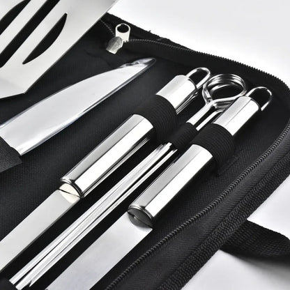 Grill Utensils Set Stainless Barbeque Grill Accessories -Spatula/Tongs/Fork w/Insulated Glove, Grilling Tools for Outdoor Grill