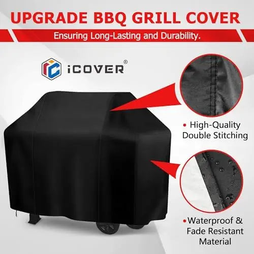 58" BBQ Grill Cover for Weber, Char-Broil, Nexgrill – Waterproof, UV-Resistant, Black