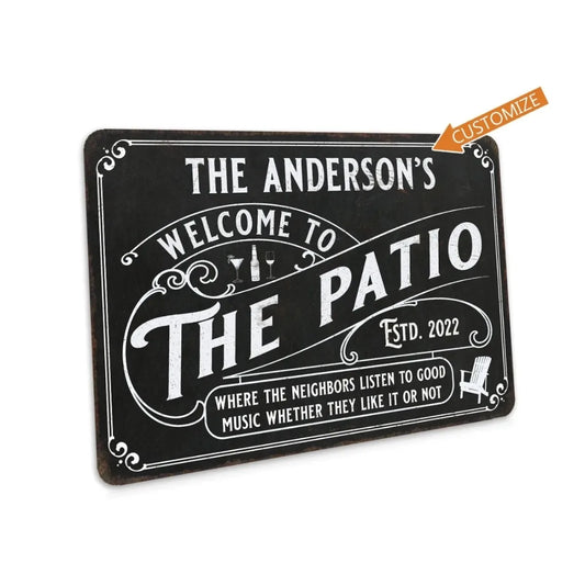 Personalized Welcome to The Patio Sign Backyard BBQ Beer Home Decor Metal Sign Dustproof Waterproof (Only Decoration)