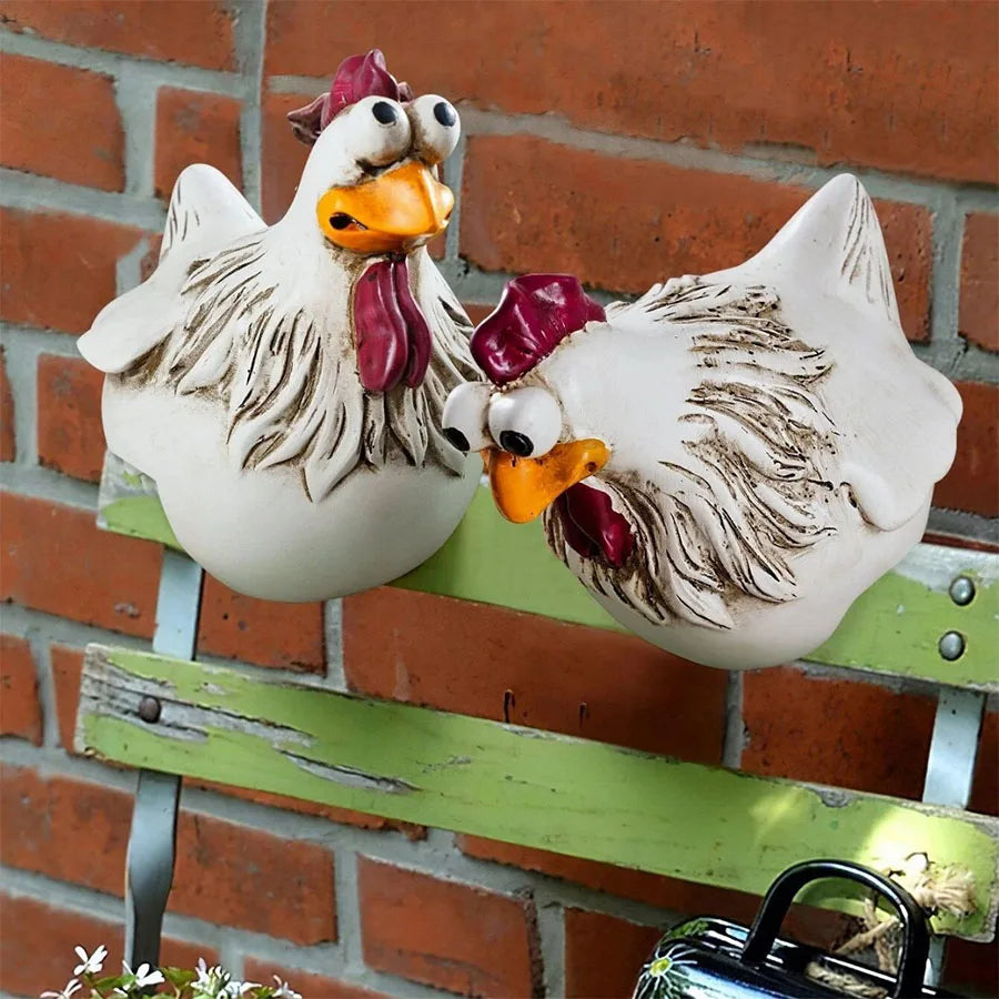 Funny Rooster Yard Decor, Vintage American Country Style Gag Gift Ornament, Outdoor Fence & Lawn Art Decorative Sculpture