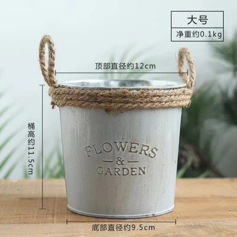Barrels Garden Decoration Tin Flower Pots Basket Vintage Artificial Pastoral Style Metal Vases Craft for Storage Home Decor