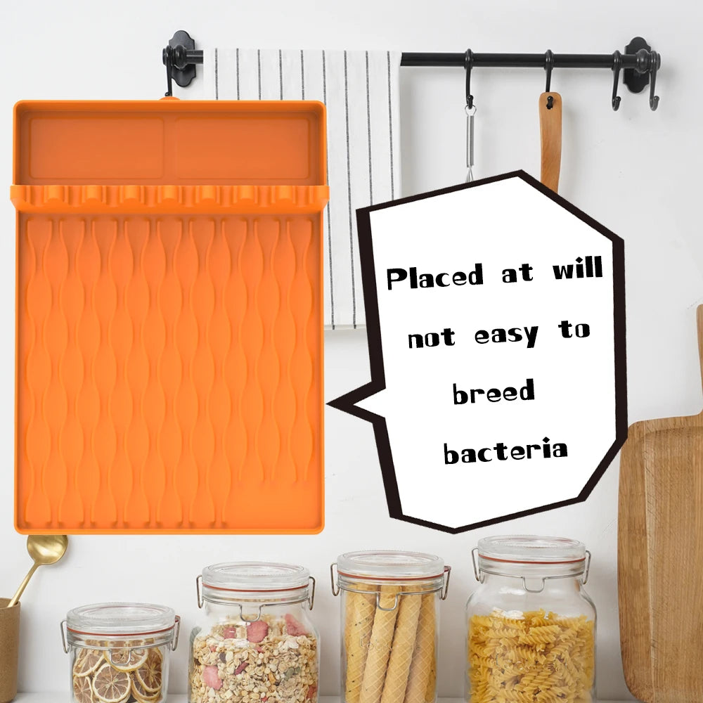 Silicone BBQ Mat for Side Burner Rack Kitchen Utensil Storage Holder Outdoor Grill Countertop Silicone Pad with Drip Tray
