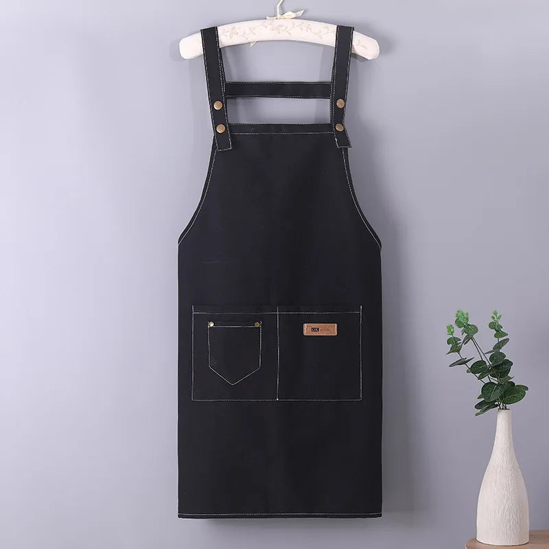 Denim Apron for Men and Women Home Kitchen Apron Sleeveless Apron Shoulder Straps H-shaped Canvas Apron