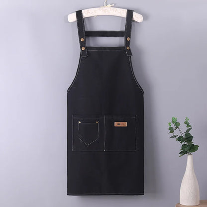 Denim Apron for Men and Women Home Kitchen Apron Sleeveless Apron Shoulder Straps H-shaped Canvas Apron
