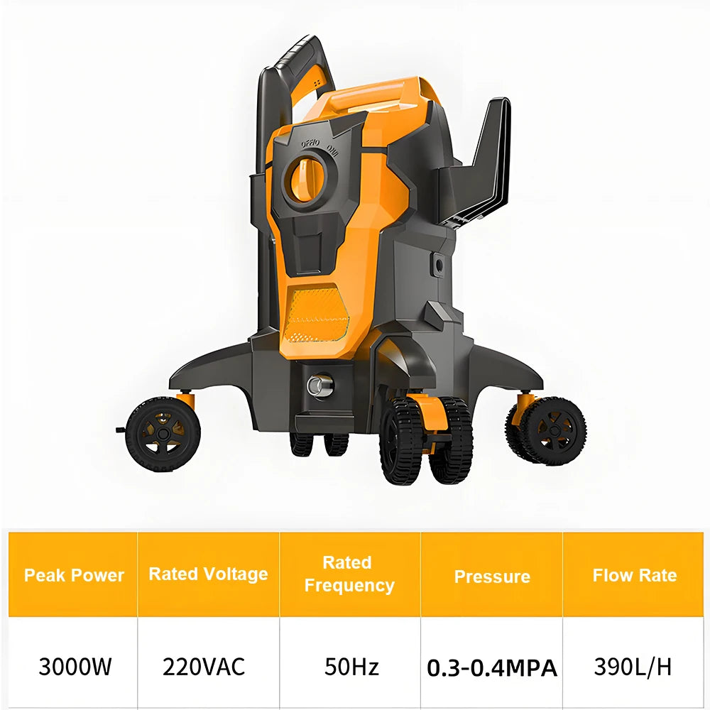 Electric Car Washer High Pressure Washer Handheld Multi-function 3000W High Power Car Wash Machine with Copper-Core Motor