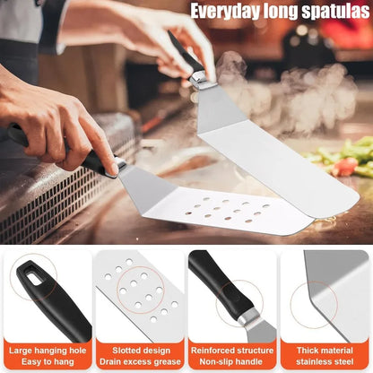 Griddle Accessories Kit, Flat Top Grill Accessories Set Grill Spatula Set with Enlarged Spatulas,Scraper for Outdoor Barbecue