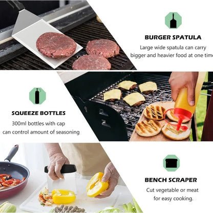 Griddle Accessories Kit, Flat Top Grill Accessories Set Grill Spatula Set with Enlarged Spatulas,Scraper for Outdoor Barbecue