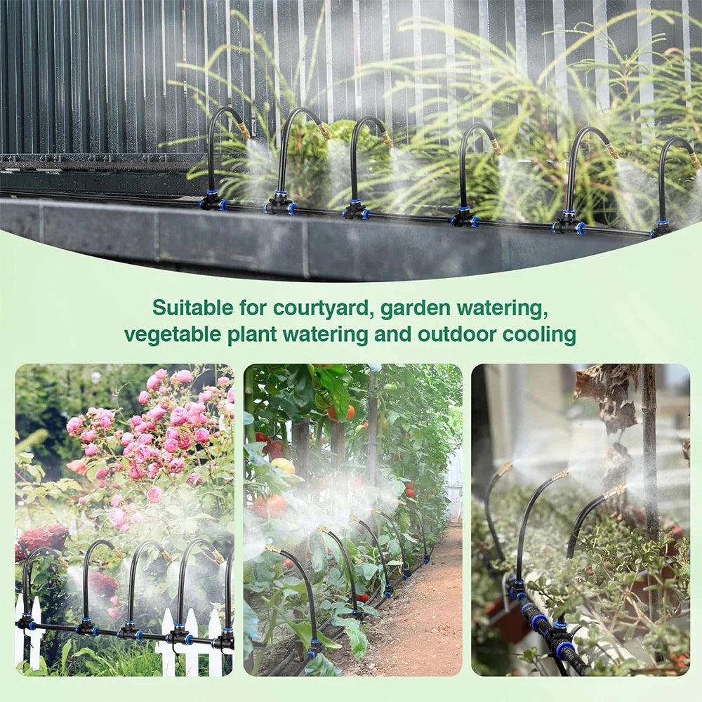 Patio Misting Cooling System for Garden Plant, Fogging Watering Irrigation, DIY, Free Bending, Universal Sprayer Kit, 5M-30M