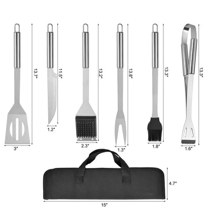 Grill Utensils Set Stainless Barbeque Grill Accessories -Spatula/Tongs/Fork w/Insulated Glove, Grilling Tools for Outdoor Grill