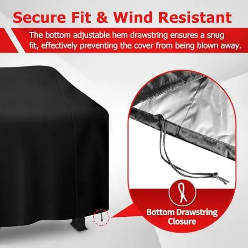 58" BBQ Grill Cover for Weber, Char-Broil, Nexgrill – Waterproof, UV-Resistant, Black