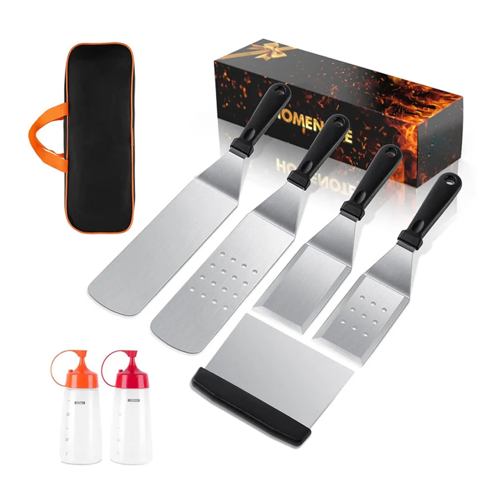 Griddle Accessories Kit, Flat Top Grill Accessories Set Grill Spatula Set with Enlarged Spatulas,Scraper for Outdoor Barbecue