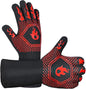 BBQ Grill Gloves High Temp Resistance Fireproof Glove for Grilling Smoking Barbecue - Washable Long Oven Mitts Extreme Hot Proof