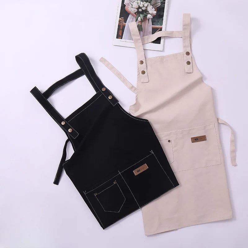 Denim Apron for Men and Women Home Kitchen Apron Sleeveless Apron Shoulder Straps H-shaped Canvas Apron