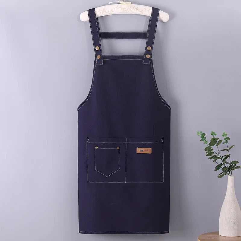 Denim Apron for Men and Women Home Kitchen Apron Sleeveless Apron Shoulder Straps H-shaped Canvas Apron