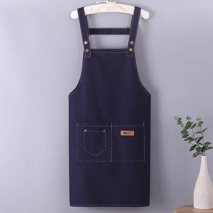 Denim Apron for Men and Women Home Kitchen Apron Sleeveless Apron Shoulder Straps H-shaped Canvas Apron