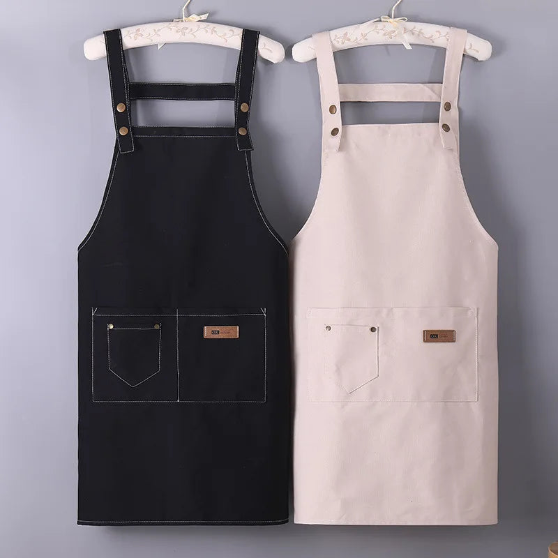 Denim Apron for Men and Women Home Kitchen Apron Sleeveless Apron Shoulder Straps H-shaped Canvas Apron