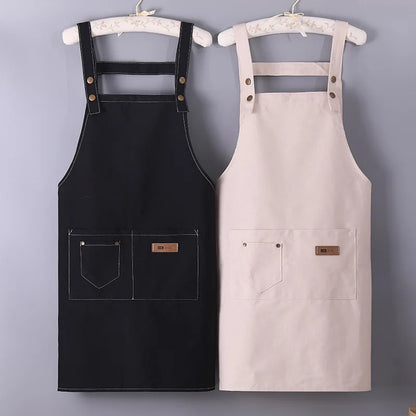 Denim Apron for Men and Women Home Kitchen Apron Sleeveless Apron Shoulder Straps H-shaped Canvas Apron