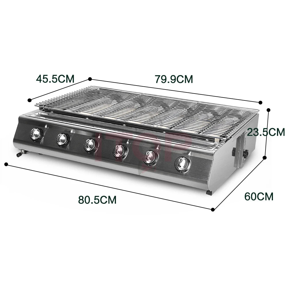 Gas Grill 6 Burner Smokeless Bbq European Outdoor Tabletop Griddle Barbecue Smokeless Gas BBQ Grill