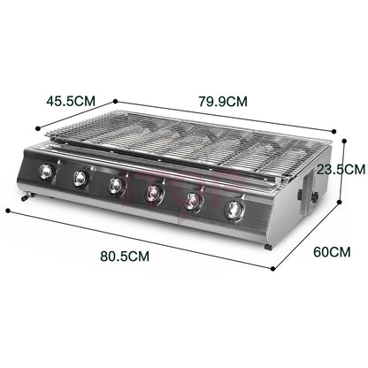 Gas Grill 6 Burner Smokeless Bbq European Outdoor Tabletop Griddle Barbecue Smokeless Gas BBQ Grill